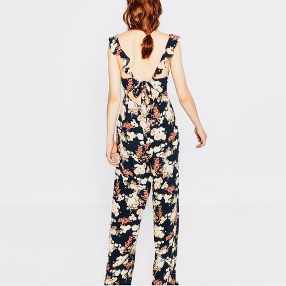 Zara Pants & Jumpsuits Zara Floral Jumpsuit Poshmark
